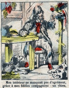 Illustration til Daniel Defoes Bog (De foe) "" Robinson Crusoe"". Epinal billeddannelse fra slutningen af det 19. århundrede. af French School
