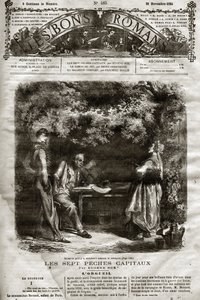 Illustration til romanen af Eugene Sue "The Seven Capitals"" dukkede op i "The Bons Romans"" af 29/11/1864 af French School
