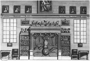 Illustration fra Cabinet de la Bibliotheque Sainte-Genevieve af pastor Pere Claude Du Molinet (1620-87) 1692 af French School