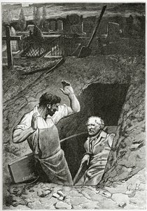 Illustration fra Les Misérables, 1800-tallet (bw-gravering) af French School