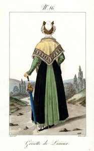 Illustration nr. 86, Grisette af Lisieux (farvet gravering) af French School