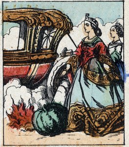 Illustration af Charles Perraults fortælling "Askepot eller den lille glastøffel". Træstik af Imaging Pellerin - Epinal, sd. Slutningen af det 19. århundrede. af French School