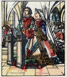 Illustration af Charles Perraults fortælling "Askepot eller den lille glastøffel". Træstik af Imaging Pellerin - Epinal, sd. Slutningen af det 19. århundrede. af French School