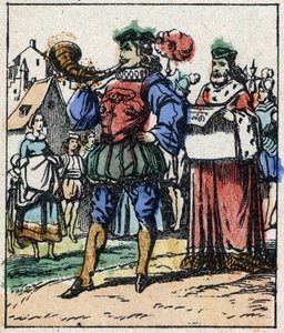 Illustration af Charles Perraults fortælling "Askepot eller den lille glastøffel". Træstik af Imaging Pellerin - Epinal, sd. Slutningen af det 19. århundrede. af French School