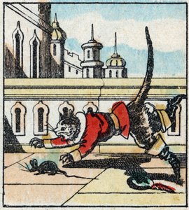 Illustration af Charles Perraults fortælling "The Cat Botte". Træstik af Imaging Pellerin - Epinal, sd. Slutningen af det 19. århundrede. af French School
