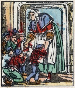Illustration af "" Le petit poucet ""-fortællingen af Charles Perrault. Træstik af Imaging Pellerin - Epinal, sd. Slutningen af det 19. århundrede. af French School