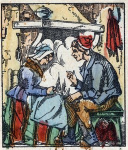 Illustration af "" Le petit poucet ""-fortællingen af Charles Perrault. Træstik af Imaging Pellerin - Epinal, sd. Slutningen af det 19. århundrede. af French School