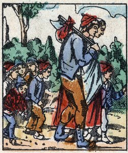 Illustration af "" Le petit poucet ""-fortællingen af Charles Perrault. Træstik af Imaging Pellerin - Epinal, sd. Slutningen af det 19. århundrede (gravering) af French School