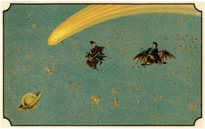 Illustration af bogen "Voyage dans la lune avant 1900" af A. de Ville-d