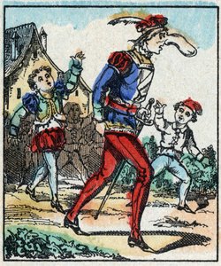 Illustration af fortællingen “The Adventures of Grand Flandrin”” Træstik fra Imaging Pellerin - Epinal, sd. Slutningen af det 19. århundrede. af French School