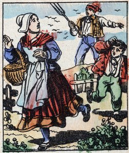 Illustration af fortællingen "" Djævelens gaffel "" Træstik fra Imaging Pellerin - Epinal, sd. Slutningen af det 19. århundrede. af French School