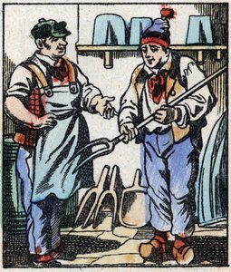 Illustration af fortællingen "" Djævelens gaffel "" Træstik fra Imaging Pellerin - Epinal, sd. Slutningen af det 19. århundrede. af French School