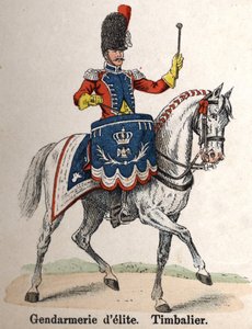 Imperial Guard Napoleon I: Elite Gendarmerie - Timbalier. Tallerken fra bogen Les Uniforms de l