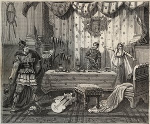 I 978 gik Lothaire (941-986), Kongen af Francs (Lothair) ind i paladset for Otto II af Det Hellige Rige (955-983) og hans kone Theophano eller Theophanu eller Theophania Skleraina (655-991) i Aachen, men imperiale familie var i stand til at fange. illustra af French School