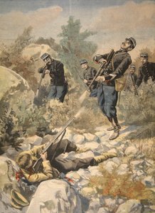På Korsika: politi og gangster, illustration fra Le Petit Journal: Supplement illustre, 1898 af French School