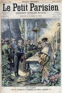 I Rusland: besøg af præsident Emile Loubet (1838-1929) til graven af Alexander III (1845-1894), Ruslands kejser, i "Le petit Parisien"" af French School