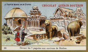Foran de syv templer i området Madras (chromolitho) af French School