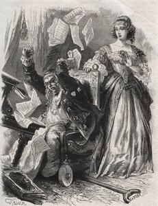I bytte for vanvittig raseri fik han fjer, bøger og papirer til at flyve: digteren Paul Scarrons (1610-1660) vrede foran sin kone, Francoise d