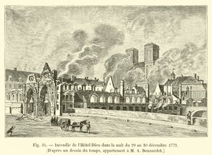 Brand på Hôtel-Dieu natten mellem den 29. og 30. december 1772, efter en tegning af tiden, tilhørende M A Bonnardot af French School