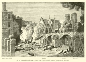 Brand af Petit-Pont, 27. april 1718; fra en datidens tabel, tilhørende M Bonnardot af French School