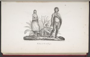 Indbyggere på Paaskeøen, fra En malerisk Rejse Jorden rundt, med Portrætter af Vilde fra Amerika, Asien, Afrika og Øerne i Det Store Ocean; landskaber, havudsigt og flere naturhistoriske genstande; ledsaget af d af French School
