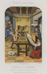 Inde i et trykkeri af French School