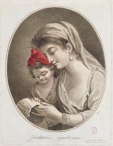 Institutrice Republicaine. ca. 1789 (farvegravering) af French School