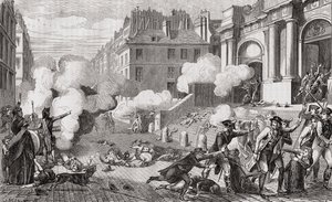 Oprøret den 13. Vendemiaire-dag, år IV, 5. oktober 1795, fra "Histoire de la Revolution Francaise" af Louis Blanc (1811-82) af French School