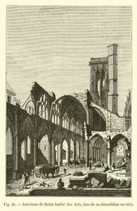Interiør af Saint-Andre des Arts, under dets nedrivning i 1815 af French School