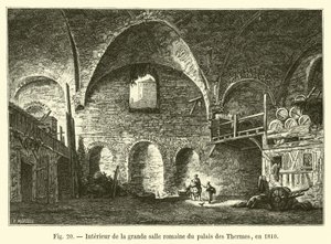 Interiør af den store romerske sal i Palais des Thermes, i 1810