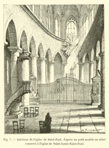 Interiør af kirken Saint-Paul, efter en lille model i relief bevaret i kirken Saint-Louis-Saint-Paul af French School
