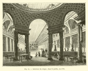 Interiør af cirkus, i haven, i 1791 af French School