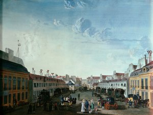 Indvendig gårdhave til Imperial Stage-coach Service, begyndelsen af det 19. århundrede af French School