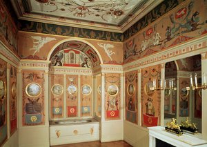Interiør af Napoleons badeværelse, bygget i 1807 af French School