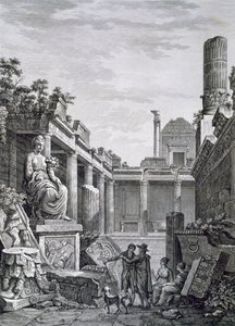 Interiør af de romerske bade, Nimes, fra Antiquities of France: Vol I, Monuments of Nimes af French School