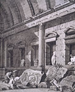 Interiør af Dianatemplet, Nimes, fra Antiquities of France: Vol I, Nimes-monumenter