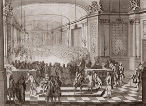 Indvendigt billede af Jacobins Hall, i Nantes, under afholdelsen af Bretagnes Forenede Stater i 1764. af French School