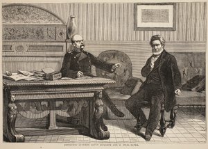 Interview mellem grev Bismarck og M. Jules Favre, september 1870, illustration fra Cassells historie om krigen mellem Frankrig og Tyskland, 1870-1871 af French School