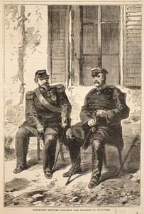 Interview mellem Napoleon og Bismarck ved Doncherry, illustration fra Cassells historie om krigen mellem Frankrig og Tyskland, 1870-1871 af French School