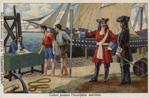 Jean-Baptiste Colbert oprettede det franske flåderegister, det 17. århundrede af French School