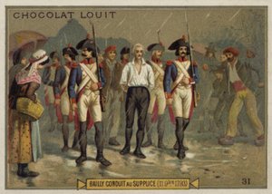 Jean Sylvain Bailly på vej til guillotinen, den franske revolution, 11. november 1793 af French School