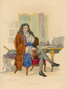 Jean de la Fontaine (farvet gravering) af French School