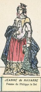 Jeanne af Navarra, kone til Filip den Skønne (farvet gravering) af French School