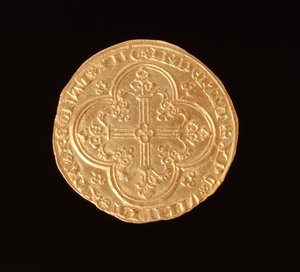 Johannes II Den Gode (1319-64) Konge af Frankrig, Franc a Cheval, 1350-64 (bagside) (guld) (for forside se 168067)