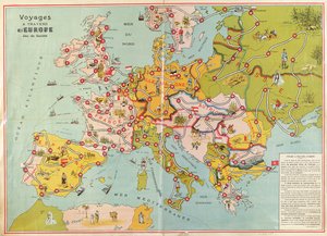 Rejser på tværs af Europa Brætspil, ca. 1875 af French School