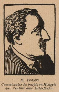 Jozsef Pogany, ungarsk kommunistisk revolutionær politiker, medlem af regeringen i den ungarske sovjetrepublik i 1919 (litografi) af French School