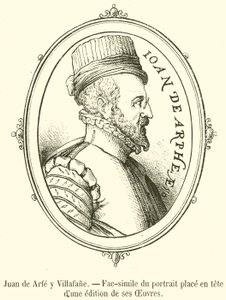 Juan de Arfe y Villafane, faksimile af portrættet placeret i spidsen for en udgave af hans værker (gravering) af French School