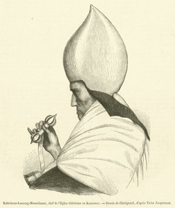 Kahtchenn-Lauzang-Monnelamne, leder af den thibetanske kirke i Kannawer (gravering) af French School
