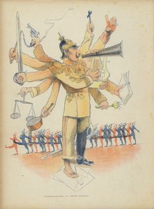 Kejser Wilhelm II, illustration til Le Rire (farvelitografi) af French School