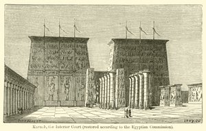 Karnak, den indre domstol, restaureret ifølge den egyptiske kommission (gravering) af French School
